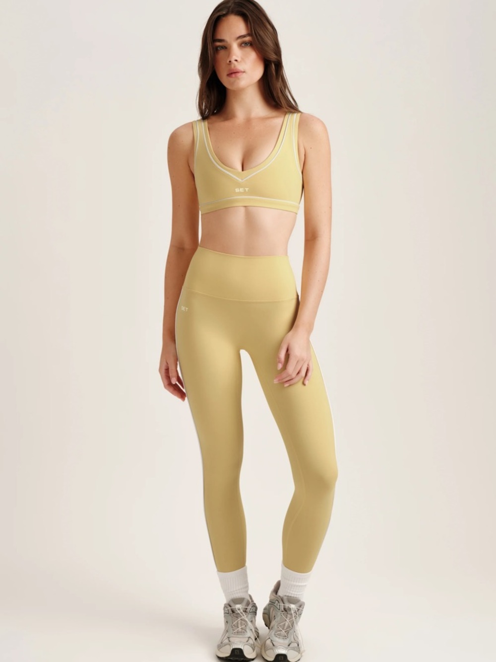 SET Active Pale Yellow Sports Bra & High-Waist Leggings Set - Picture 2 of 5